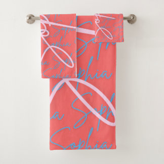 Sophia Signature Name Pattern Design Bath Towel Set
