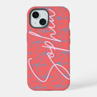 Sophia Signature Name Pattern Design iPhone 15 Case