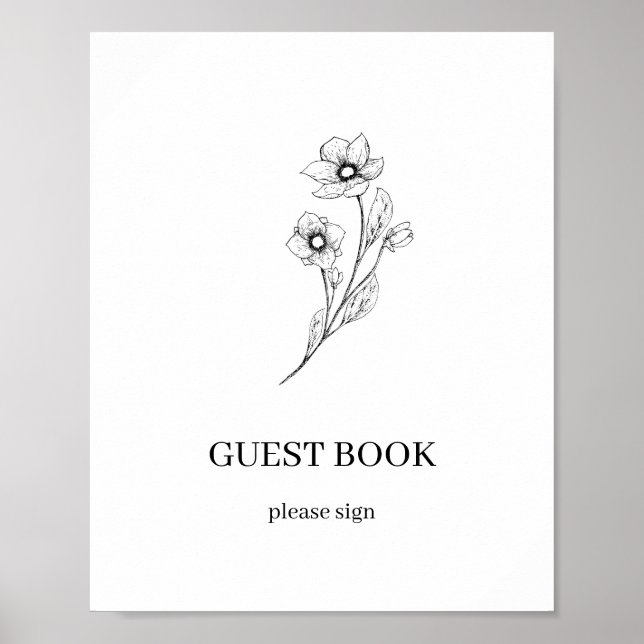 Sophia Simple Minimalist Guest Book Wedding Sign (Front)