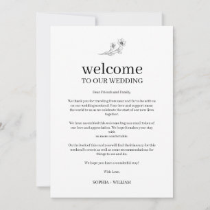 Sophia Simple Wedding Welcome Letter and Itinerary