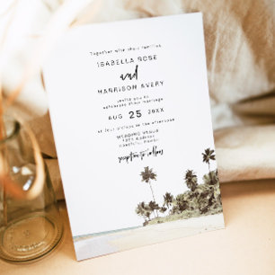 SOPHIA   Watercolor Beach Tropical Island Wedding Invitation