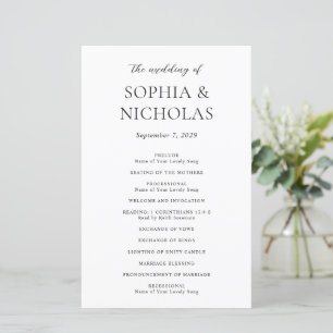 Sophia White Modern Wedding Program