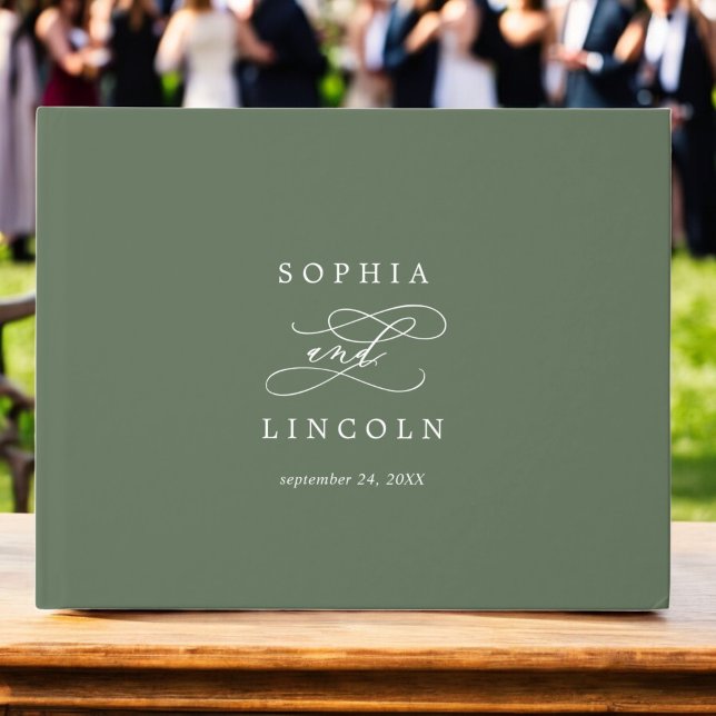 SOPHIA Woodland Olive Green Monogram Wedding Guest Book (SOPHIA Woodland Olive Green Monogram Wedding Guest Book)