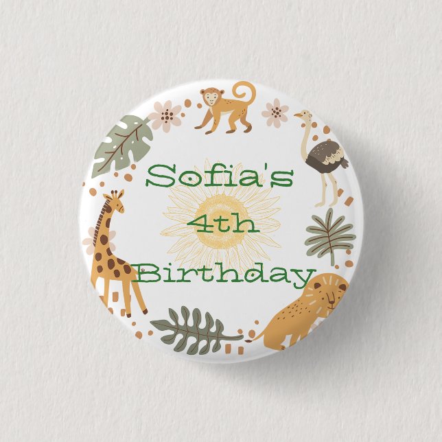 Sophia's Jungle Animal Party 3 Cm Round Badge (Front)
