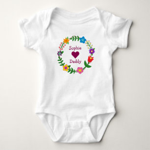Sophie Hearts Daddy Elegant Flowers Personalise Baby Bodysuit