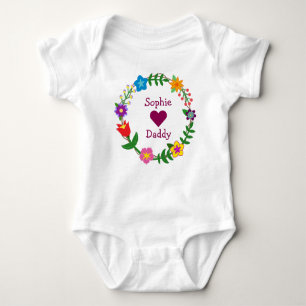 Sophie Loves Daddy Elegant Flowers Personalise Baby Bodysuit