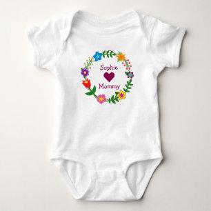 Sophie Loves Mummy Elegant Flowers Personalise Baby Bodysuit