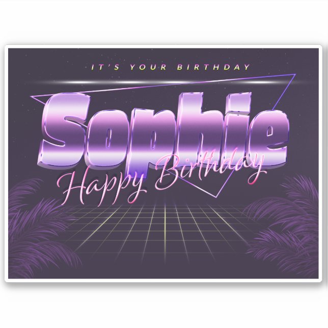 Sophie Name First name lila retro Sticker Birthday (Front)