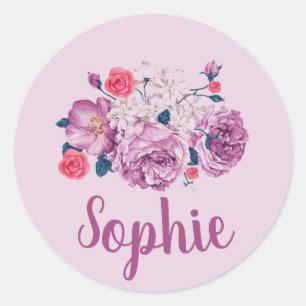 Sophie Name Floral Custom Vintage Flower Girl  Classic Round Sticker