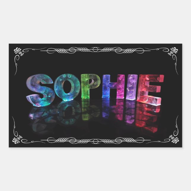 Sophie  - The Name Sophie in 3D Lights (Photograph Rectangular Sticker (Front)