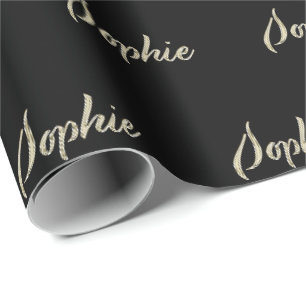 Sophie white gold Handwriting gift wrapping Paper
