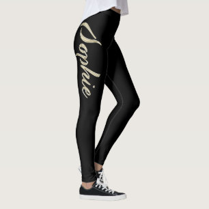Sophie white gold Handwriting trousers Leggings