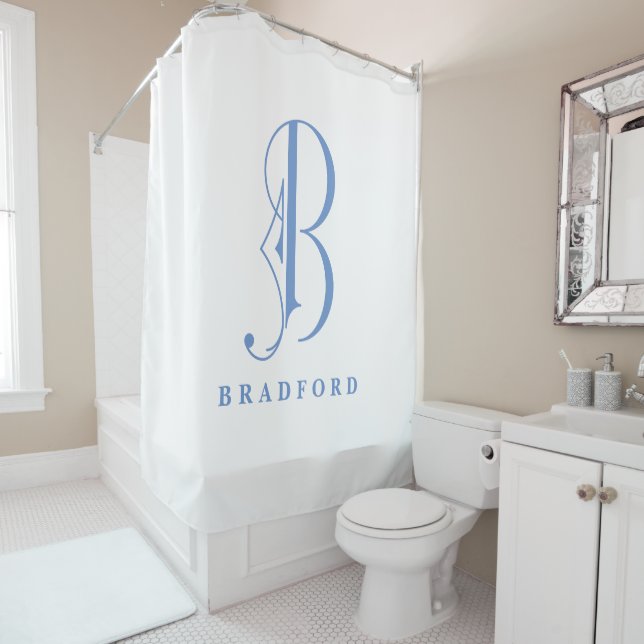 Sophisicated and Elegant Monogram B Custom Shower Curtain (In Situ)