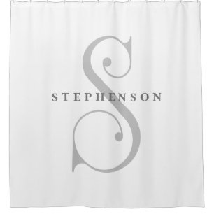 Sophisicated Grey with Elegant Monogram S Custom Shower Curtain