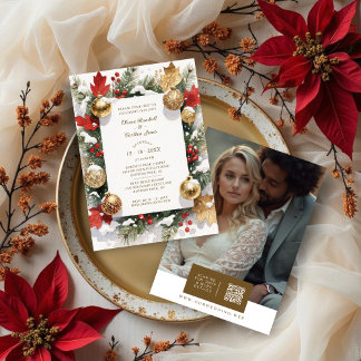 Sophistated Colorful Christmas Botanical & Floral Invitation