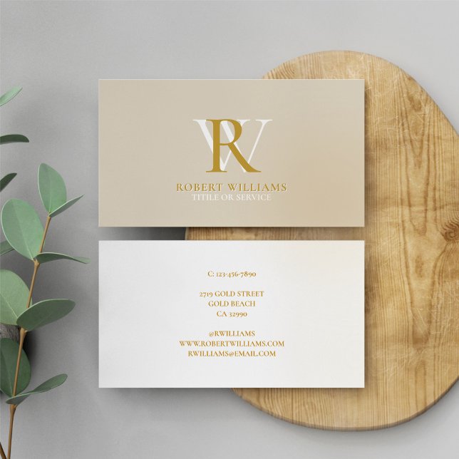 Sophistic Elegant Professional Monogram Beige Business Card (Creator Uploaded)