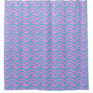 sophisticat modern pink/turquoise chevrons pattern shower curtain