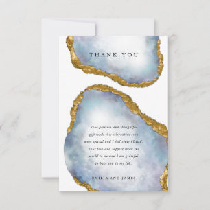 Sophisticate Agate Pearl Golden Wedding Photo Thank You Card