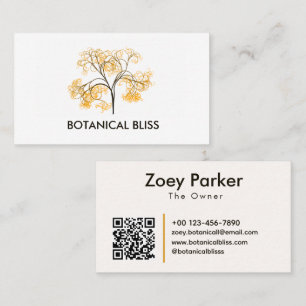 Sophisticate Floral Nature Yellow Tree Minimalist  Business Card