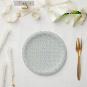 Sophisticated 1940s Dusty Blue Rosebud Vintage Pat Paper Plate