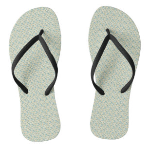 Sophisticated 1940s Dusty Teal and Mustard Floral Jandals