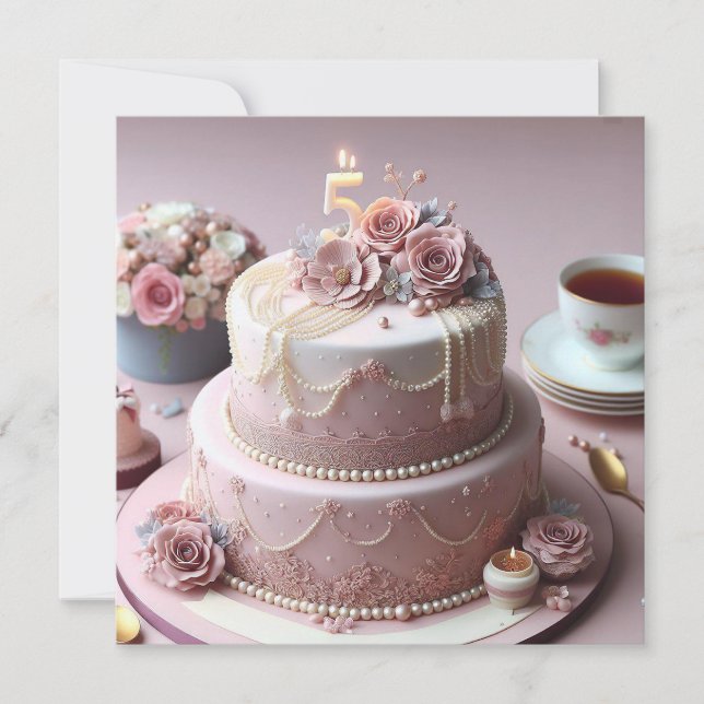 SOPHISTICATED 5TH WEDDING ANNIVERSARY  INVITATION (Front)