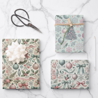 Sophisticated Adult Pastel Christmas Gift Wrap Set