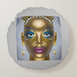 Sophisticated African Beauty: Black History Month  Round Cushion