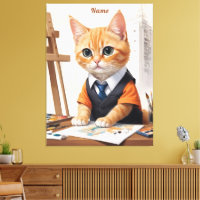 Sophisticated Architect Cat Ginger Kitten Art
