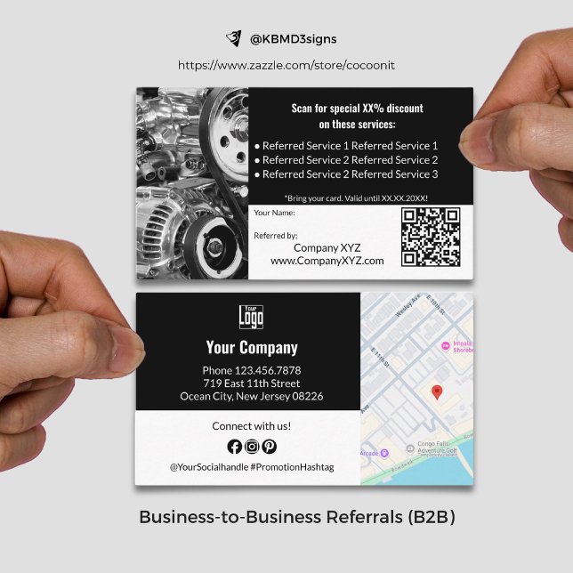 Sophisticated B2B Services QR Code Black & White Referral Card (Sophisticated B2B Services QR Code Black & White Referral Card, Business to Business Collaboration)