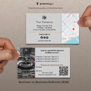Sophisticated B2B Services QR Code Grey Referral Card