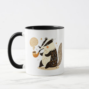 Sophisticated Badger Smoking a Pipe Mug