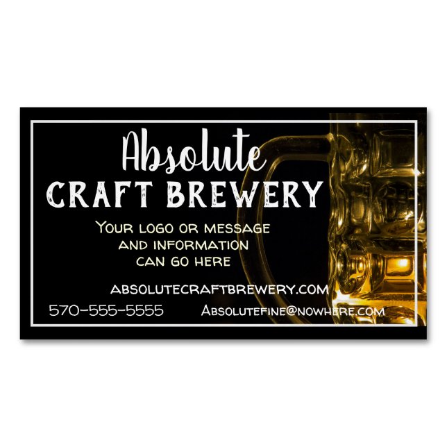 Sophisticated Beer Mug Craft Brewery  Magnetic Business Card (Front)