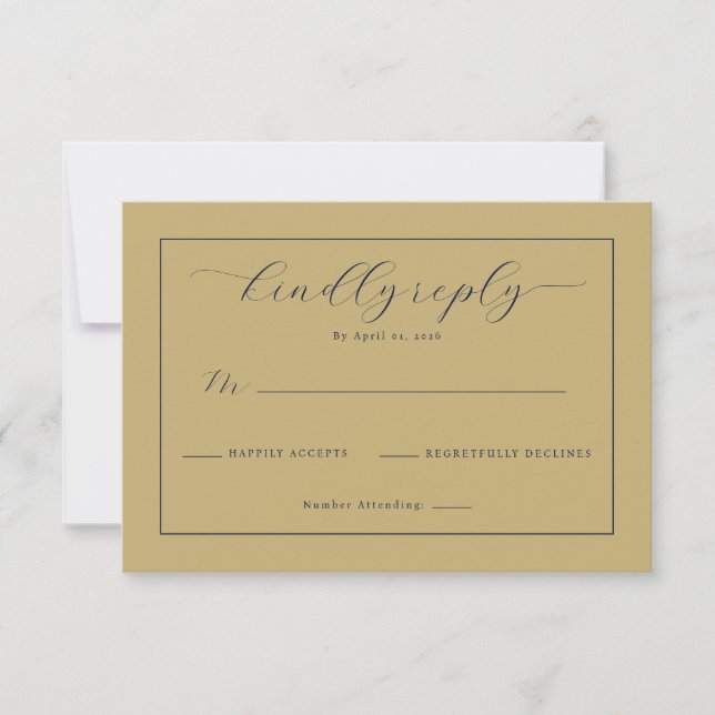 Sophisticated Beige Calligraphy RSVP Card (Front)