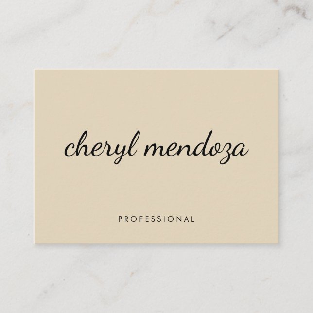Sophisticated Beige Cursive Text Business Card (Front)
