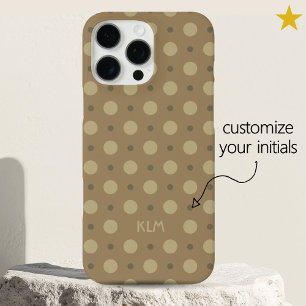 Sophisticated Beige Grey Dots Custom Name Initials iPhone 16 Pro Max Case