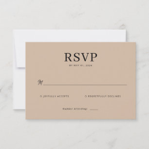 Sophisticated Beige Minimalist RSVP Card