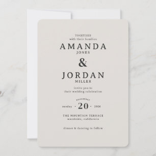 Sophisticated Beige Typographic Elegancy Invitation