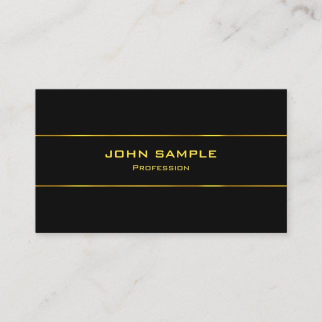 Sophisticated Black And Gold Lights Modern Glamour Business Card (Front)