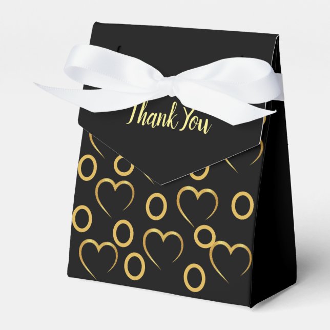 Sophisticated Black and Gold Party Thank You  Favo Favour Box (Front Side)