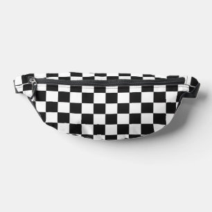 Sophisticated Black and White Checkered Pattern Bum Bags