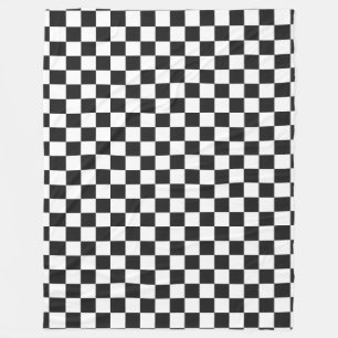 Sophisticated Black and White Checkered Pattern Fleece Blanket