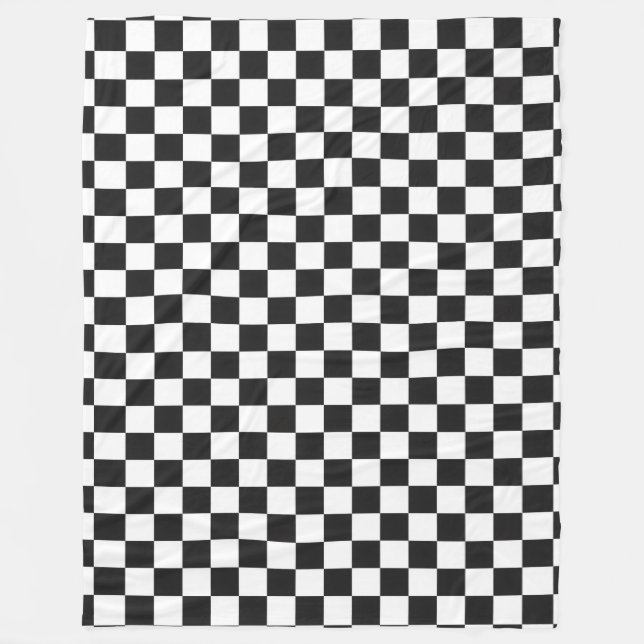 Sophisticated Black and White Checkered Pattern Fleece Blanket (Front)