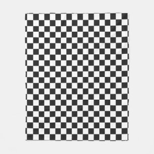 Sophisticated Black and White Checkered Pattern Fleece Blanket