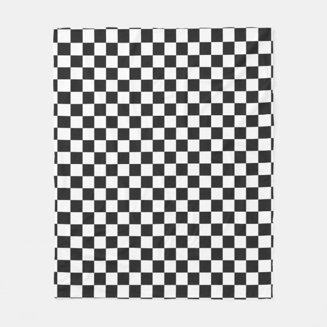 Sophisticated Black and White Checkered Pattern Fleece Blanket (Front)