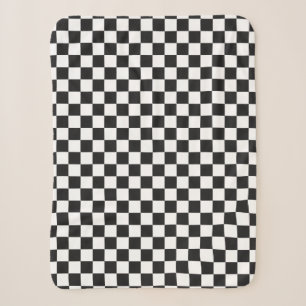 Sophisticated Black and White Checkered Pattern Sherpa Blanket