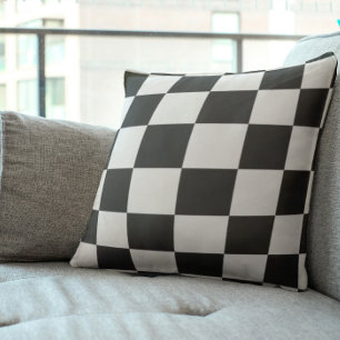 Sophisticated Black and White Chequered Pattern Cushion