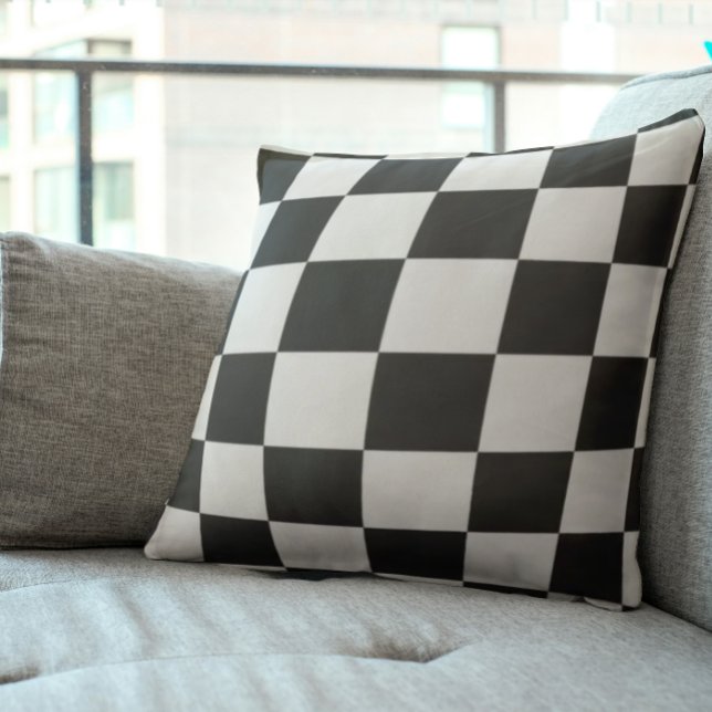 Sophisticated Black and White Chequered Pattern Cushion (Creator Uploaded)