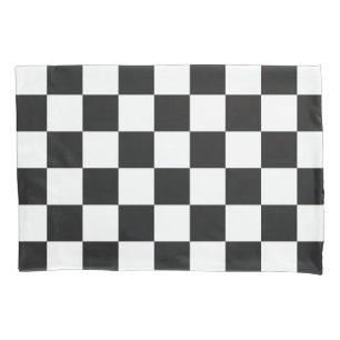 Sophisticated Black and White Chequered Pattern Pillowcase