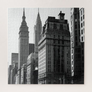 Sophisticated Black And White City Building Jigsaw Puzzle